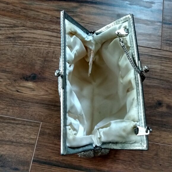 Vintage Silver Lame Purse Kisslock GOLDCO Cocktail Handbag - Picture 5 of 10